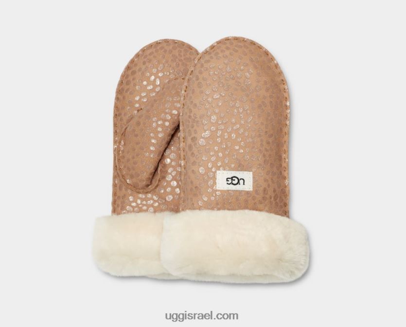 כפפת עור כבש נוצצת ילדים UGG VLDPRV251 ערמון נוצץ נקודה