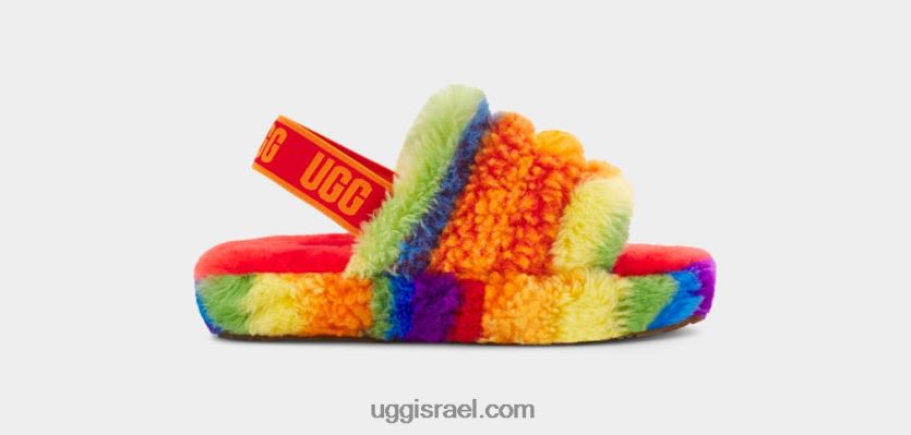 פלאף כן שקופיות קולאז' קאלי ילדים UGG VLDPRV262 פסי קשת בענן