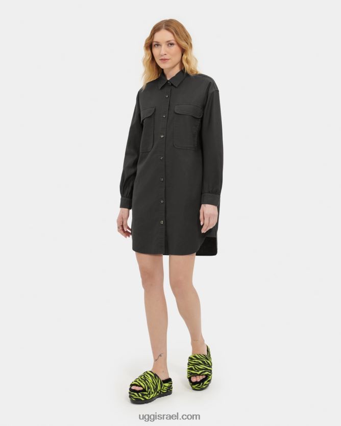 שמלת חולצה אוברסייז של אדלי נשים UGG VLDPRV1146 פֶּחָם