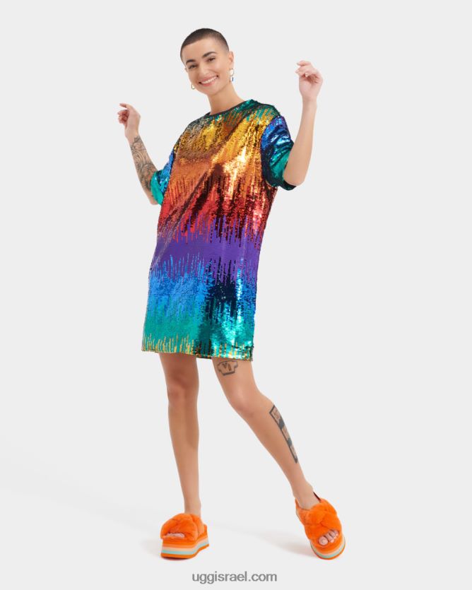 זואי נצנצים טי שמלת גאווה כל המגדר UGG VLDPRV123 קשת בענן