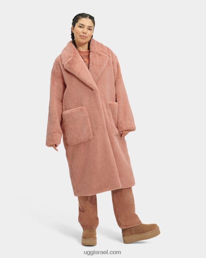 מעיל פרווה מלאכותית אוולין נשים UGG VLDPRV1271 אלמוגים שרוף