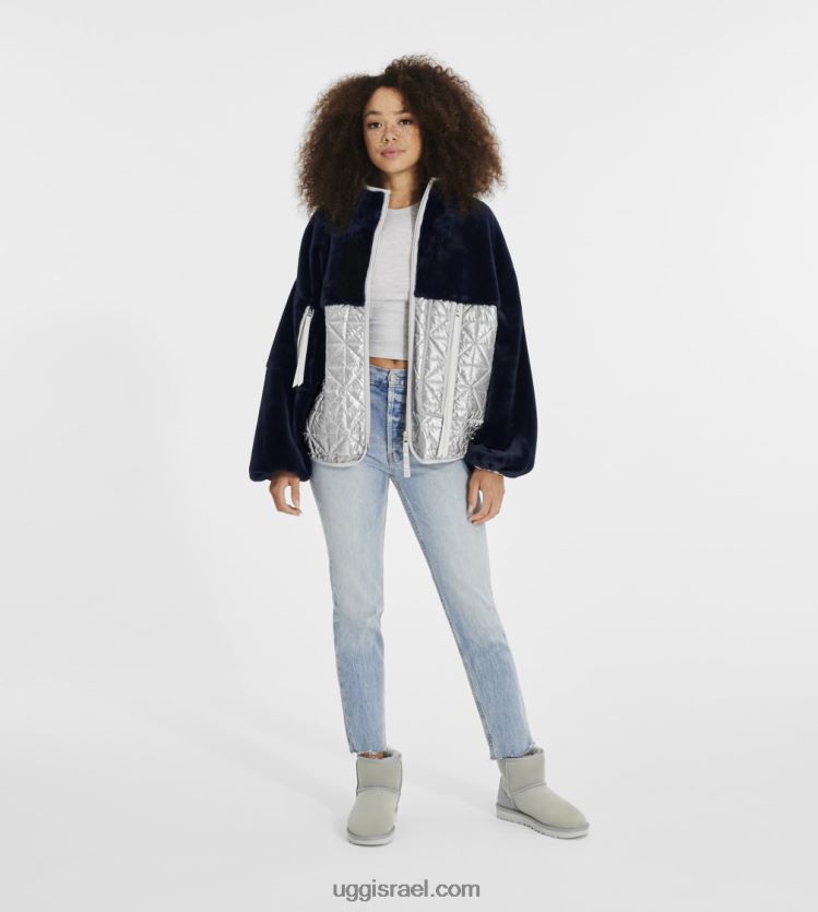 ז'קט מרופד מרלן מתכתי נשים UGG VLDPRV1371 אוניקס/כסף