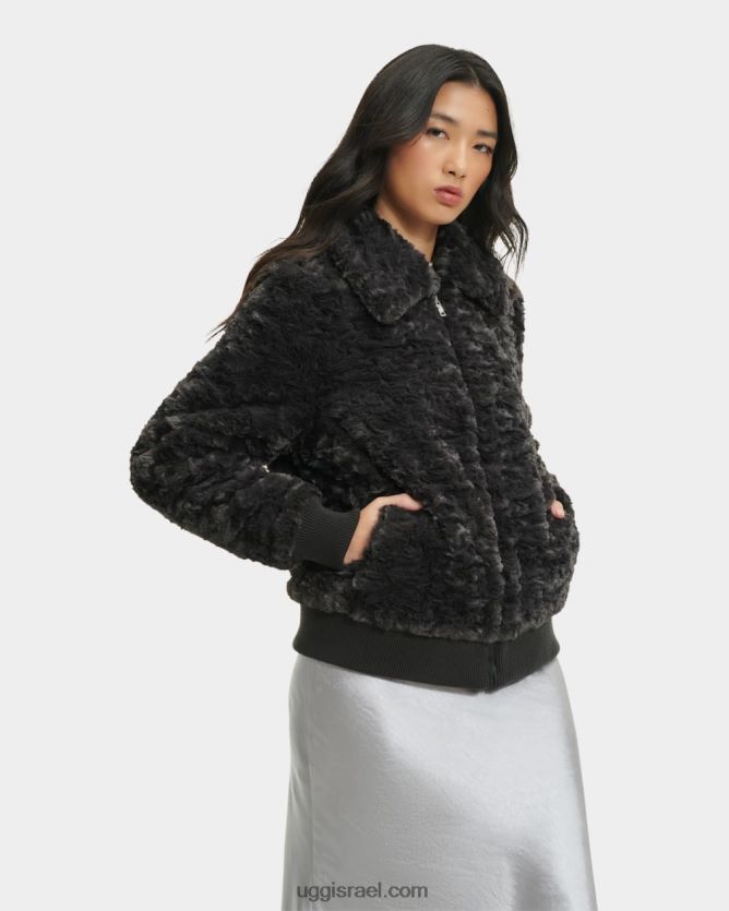 מעיל בומבר של ויויאנה פרווה מלאכותית נשים UGG VLDPRV175 דְיוֹ