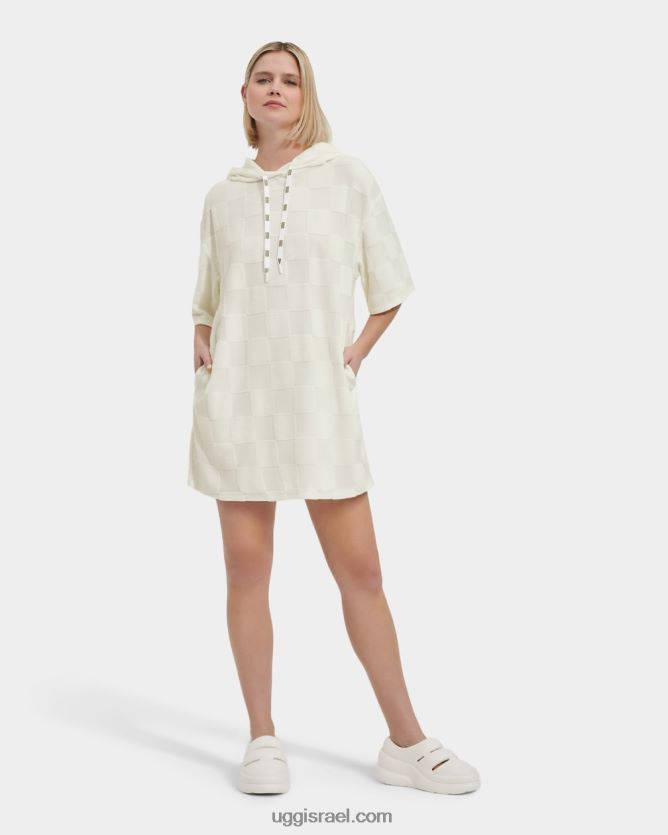 צ'ק שמלת קפוצ'ון של קאסי נשים UGG VLDPRV872 נימבוס