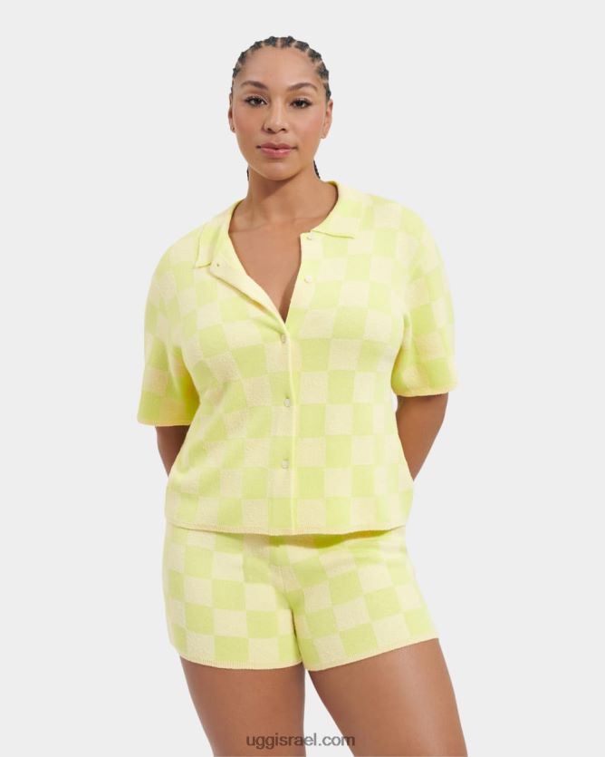 סוודר מכופתרת של ג'אני נשים UGG VLDPRV971 חלת דבש/ירוק תוסס