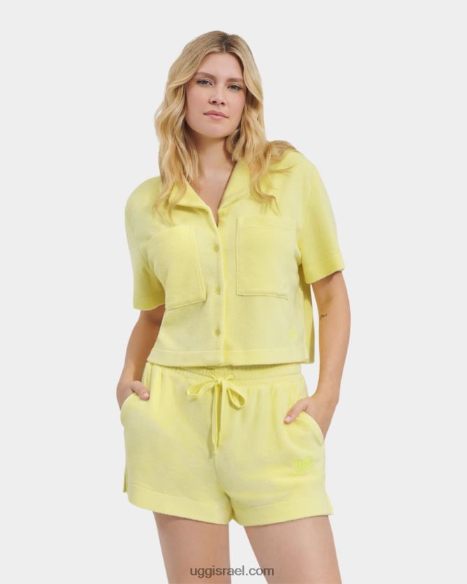 saniyah חולצה מכופתרת עם שרוולים קצרים נשים UGG VLDPRV910 חַלַת דְבַשׁ